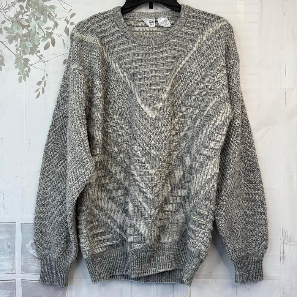 Maglificio Florence Mens Gray LS Wool Sweater Sweatshirt Sz. Large Made In Italy